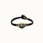 Leather bracelet with faceted black oval crystal